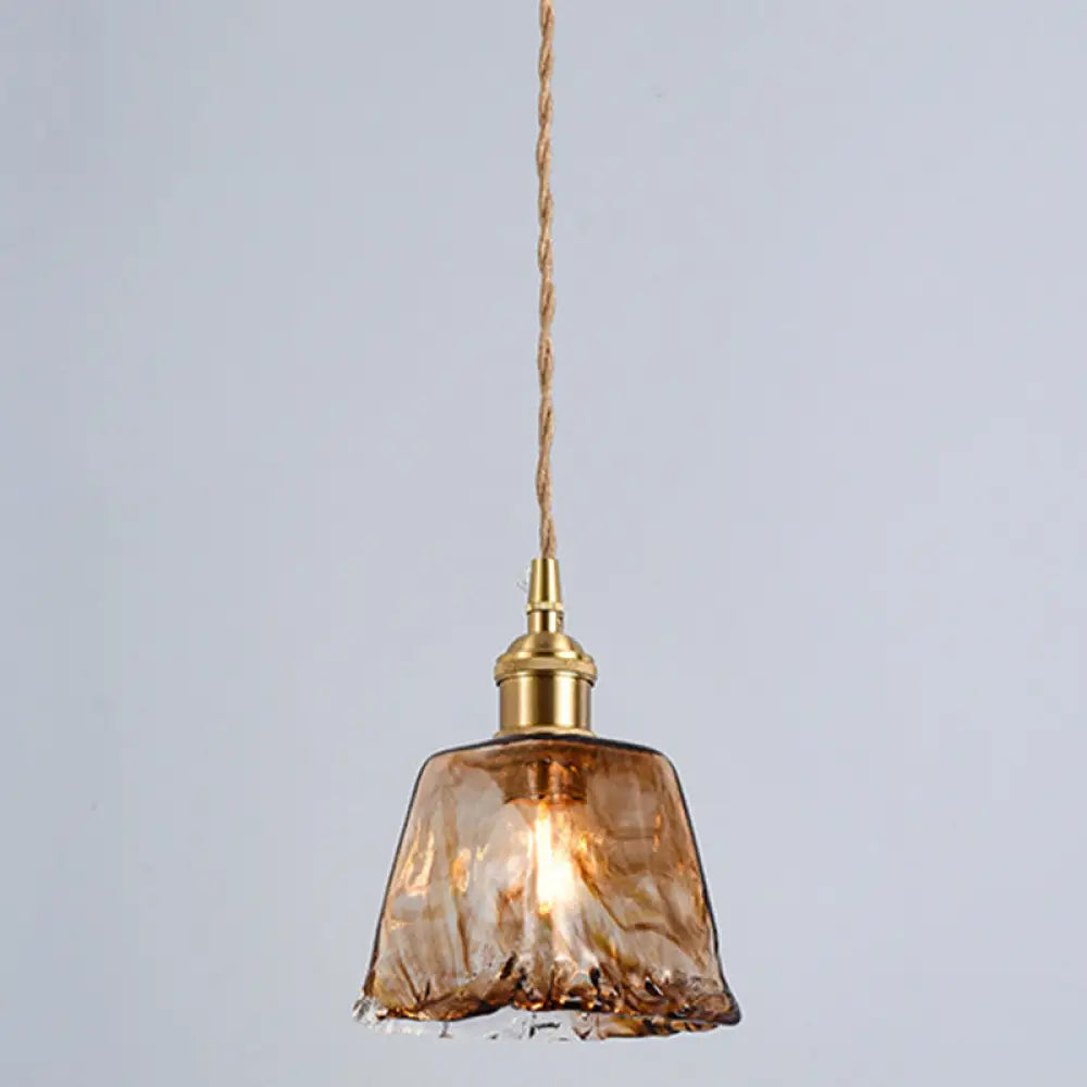 Retro Industrial Amber Alabaster Glass Pendant Lamp - Elegant Lighting For Living Room / 6’