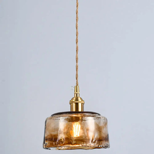 Retro Industrial Amber Alabaster Glass Pendant Lamp - Elegant Lighting For Living Room / 7’