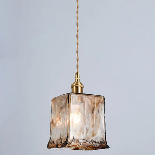 Retro Industrial Amber Alabaster Glass Pendant Lamp - Elegant Lighting For Living Room / 7.5’