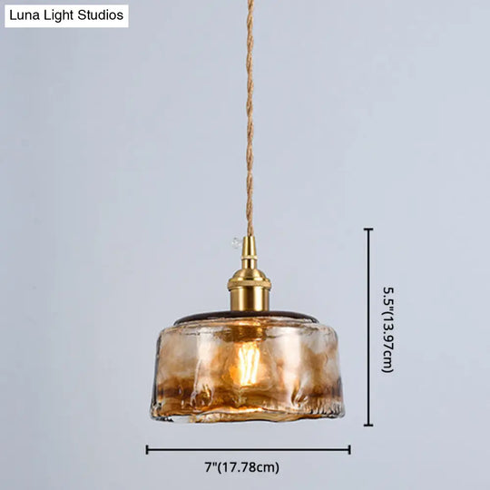 Retro Industrial Amber Alabaster Glass Pendant Lamp - Elegant Lighting For Living Room