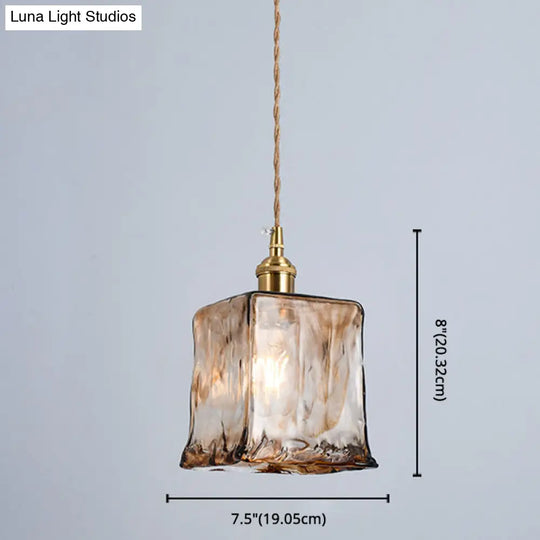 Retro Industrial Amber Alabaster Glass Pendant Lamp - Elegant Lighting For Living Room