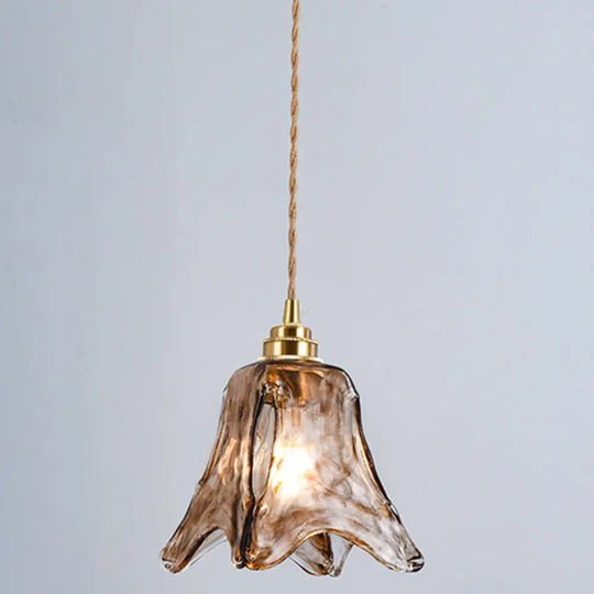 Retro Industrial Amber Alabaster Glass Pendant Lamp - Elegant Lighting For Living Room / 8’