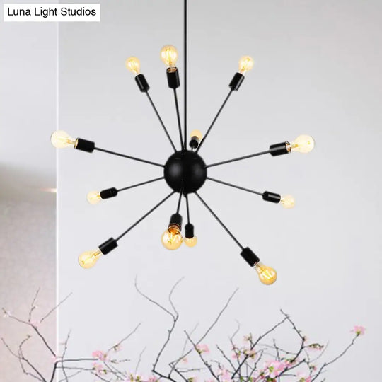 Retro Industrial Black Metal Chandelier Pendant - 9/12 Lights Dining Room Lighting