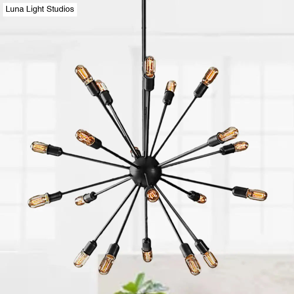 Retro Industrial Black Metal Chandelier Pendant - 9/12 Lights Dining Room Lighting