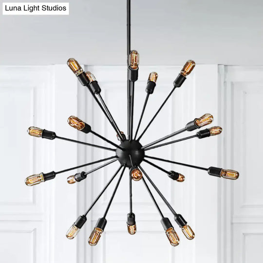 Retro Industrial Black Metal Chandelier Pendant - 9/12 Lights Dining Room Lighting