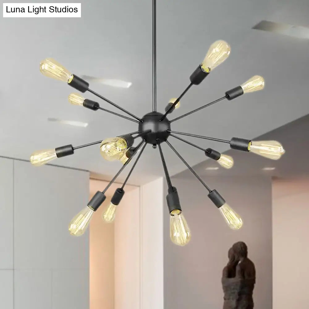 Retro Industrial Black Metal Chandelier Pendant - 9/12 Lights Dining Room Lighting