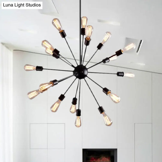 Retro Industrial Black Metal Chandelier Pendant - 9/12 Lights Dining Room Lighting