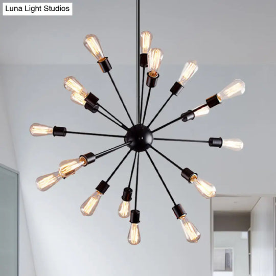 Retro Industrial Black Metal Chandelier Pendant - 9/12 Lights Dining Room Lighting