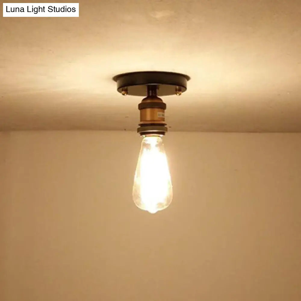 Retro Industrial Glass Ceiling Light With Aluminum Base - Perfect For Hallways Dining Rooms And