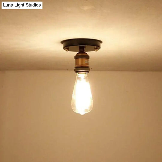 Retro Industrial Glass Ceiling Light With Aluminum Base - Perfect For Hallways Dining Rooms And