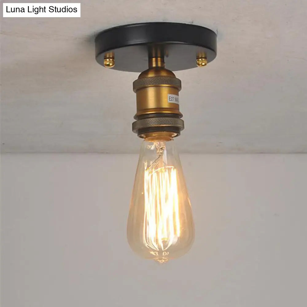 Retro Industrial Glass Ceiling Light With Aluminum Base - Perfect For Hallways Dining Rooms And