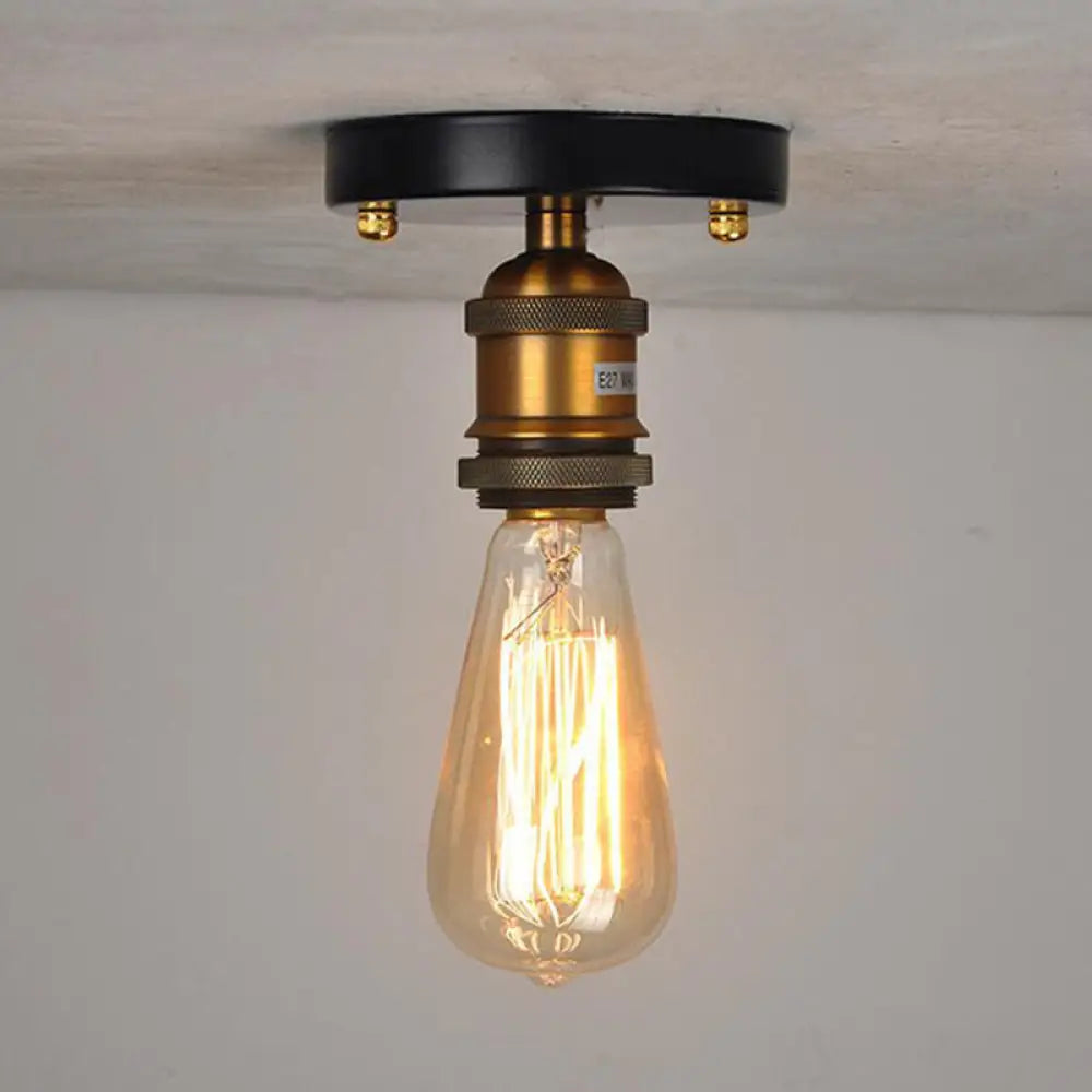 Retro Industrial Glass Ceiling Light With Aluminum Base - Perfect For Hallways Dining Rooms And