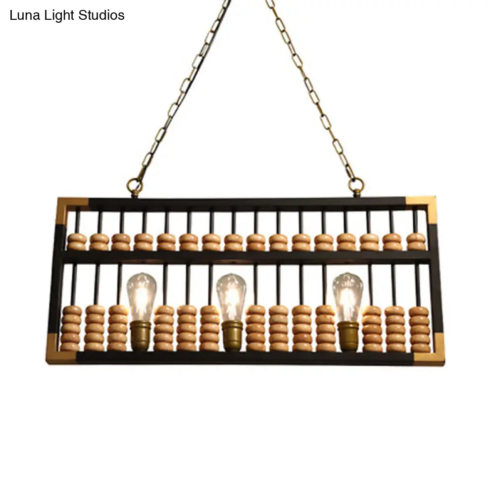 Retro Industrial Metal Abacus Pendant Chandelier - 3-Light Island Lamp For Bar/Restaurant