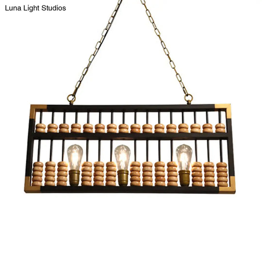 Retro Industrial Metal Abacus Pendant Chandelier - 3-Light Island Lamp For Bar/Restaurant