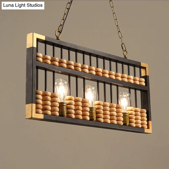 Retro Industrial Metal Abacus Pendant Chandelier - 3-Light Island Lamp For Bar/Restaurant