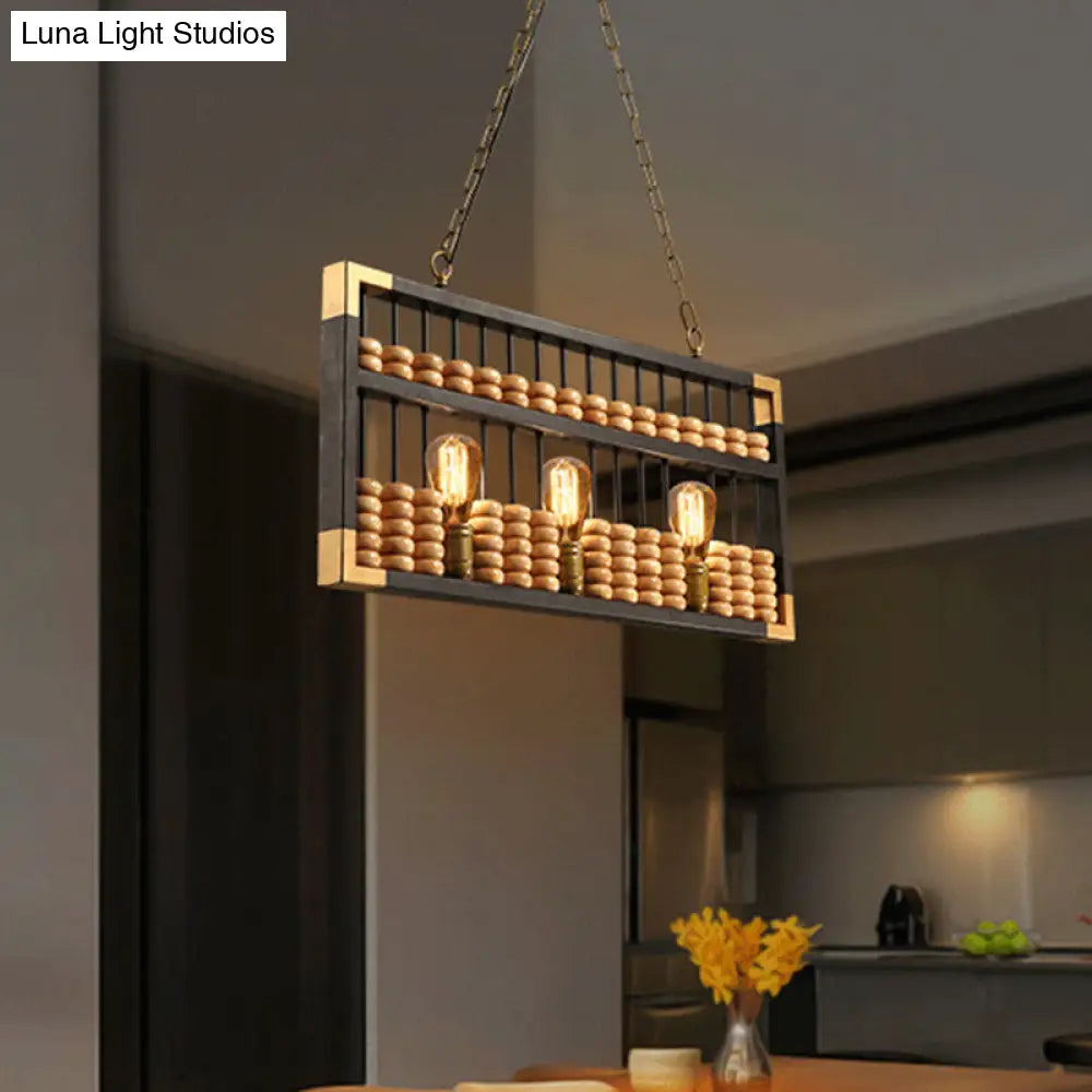 Retro Industrial Metal Abacus Pendant Chandelier - 3-Light Island Lamp For Bar/Restaurant