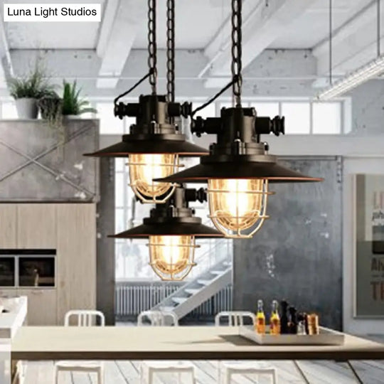 Retro Industrial Metal Hanging Light Kit - 1 Caged Pendant With Chain Perfect For Restaurants