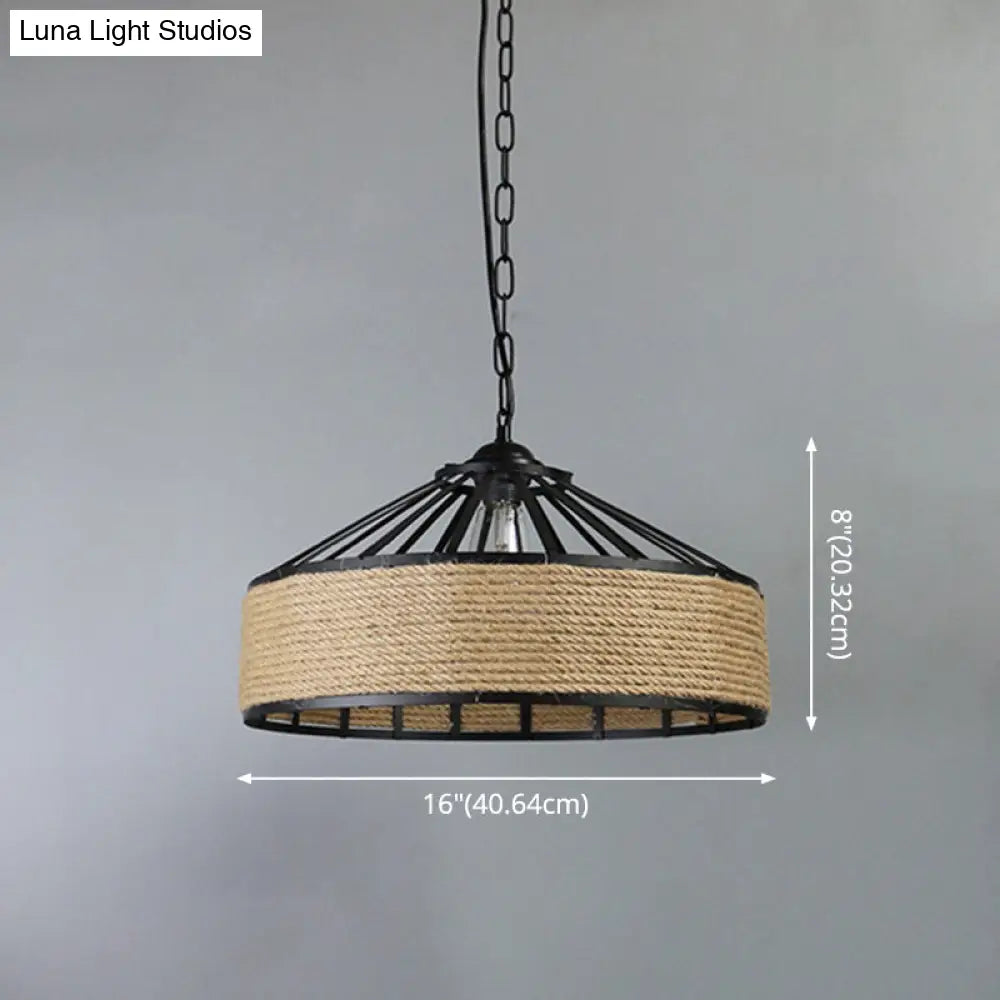 Retro Industrial Metal Pendant Hanging Light With Flared Cage Design - Ideal For Restaurants