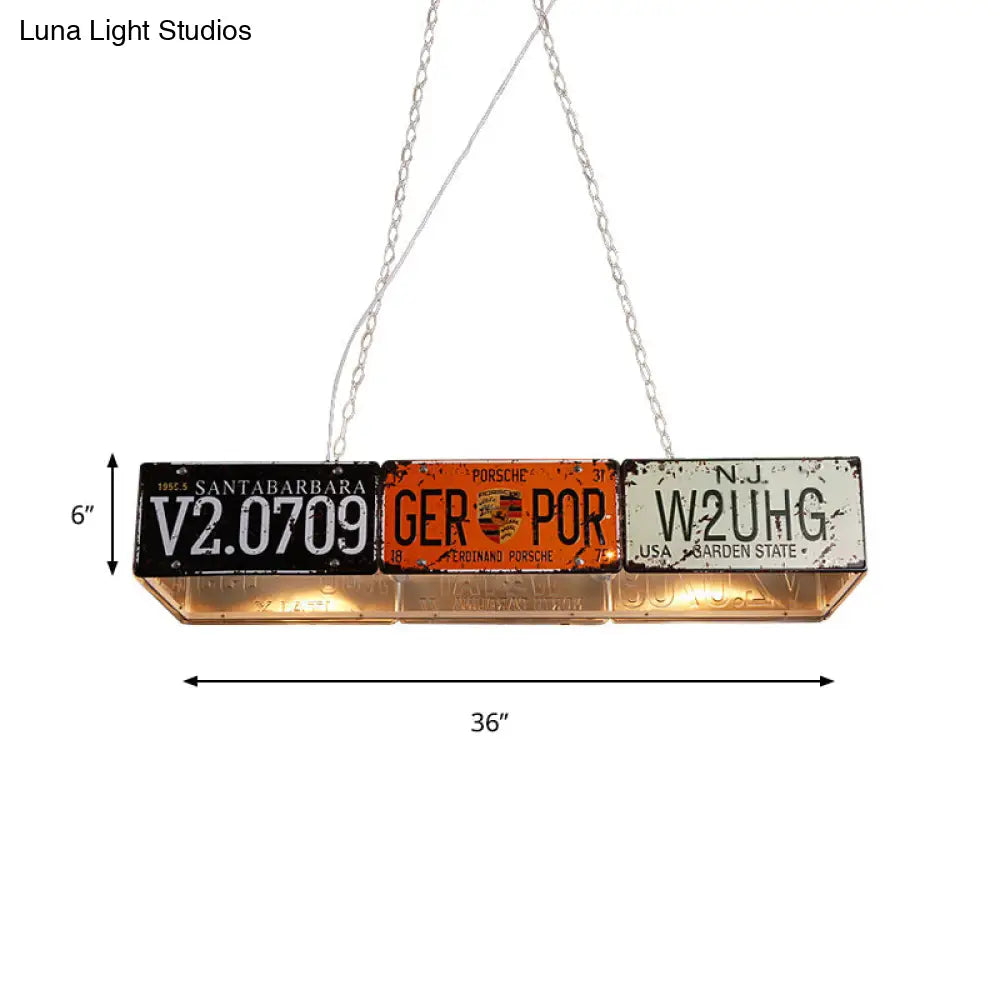 Retro Industrial Metal Pendant Light - 5 Bulbs Rectangle Shape Ideal For Dining Table