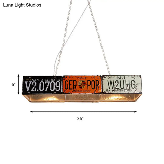 Retro Industrial Metal Pendant Light - 5 Bulbs Rectangle Shape Ideal For Dining Table