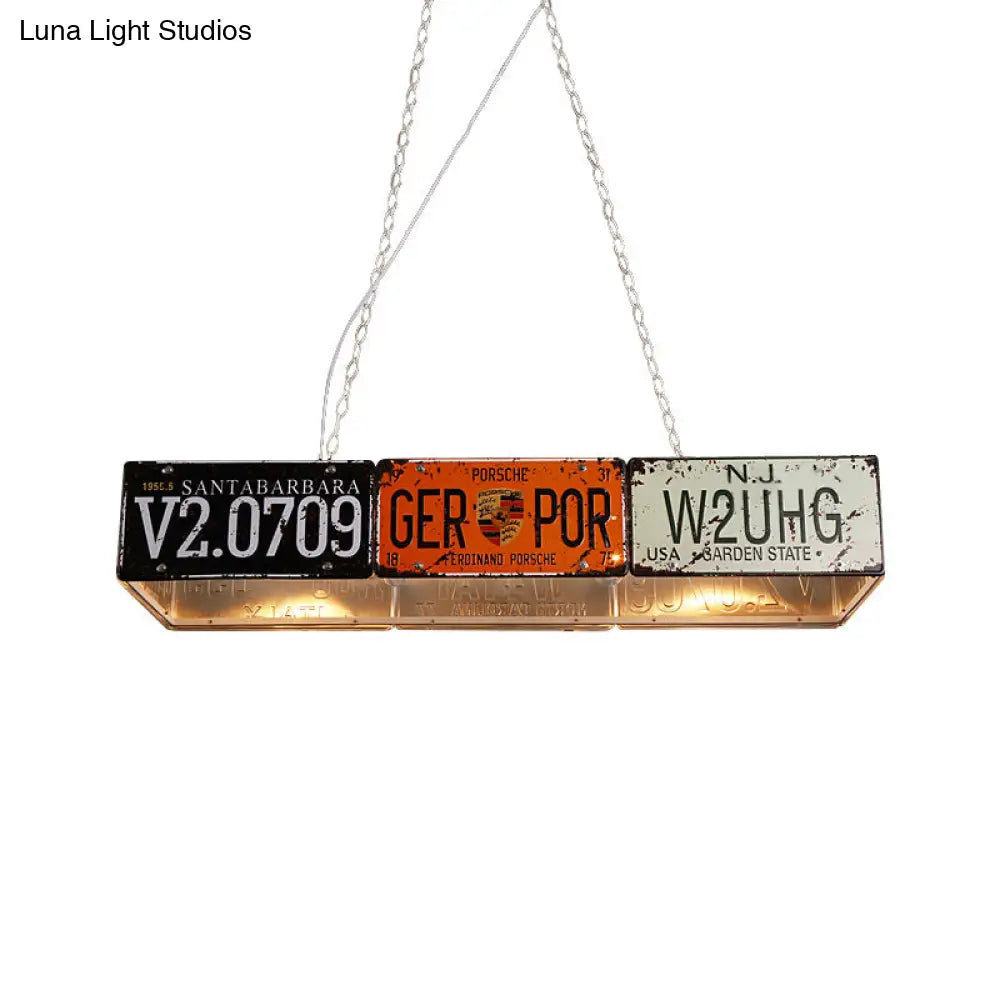 Retro Industrial Metal Pendant Light - 5 Bulbs Rectangle Shape Ideal For Dining Table