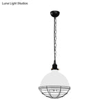 Retro Industrial Metal Pendant Light - Bowl Shade 1 Bulb Black/White/Red Indoor Ceiling With Wire