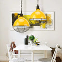 Retro Industrial Metal Pendant Light - Bowl Shade 1 Bulb Black/White/Red Indoor Ceiling With Wire