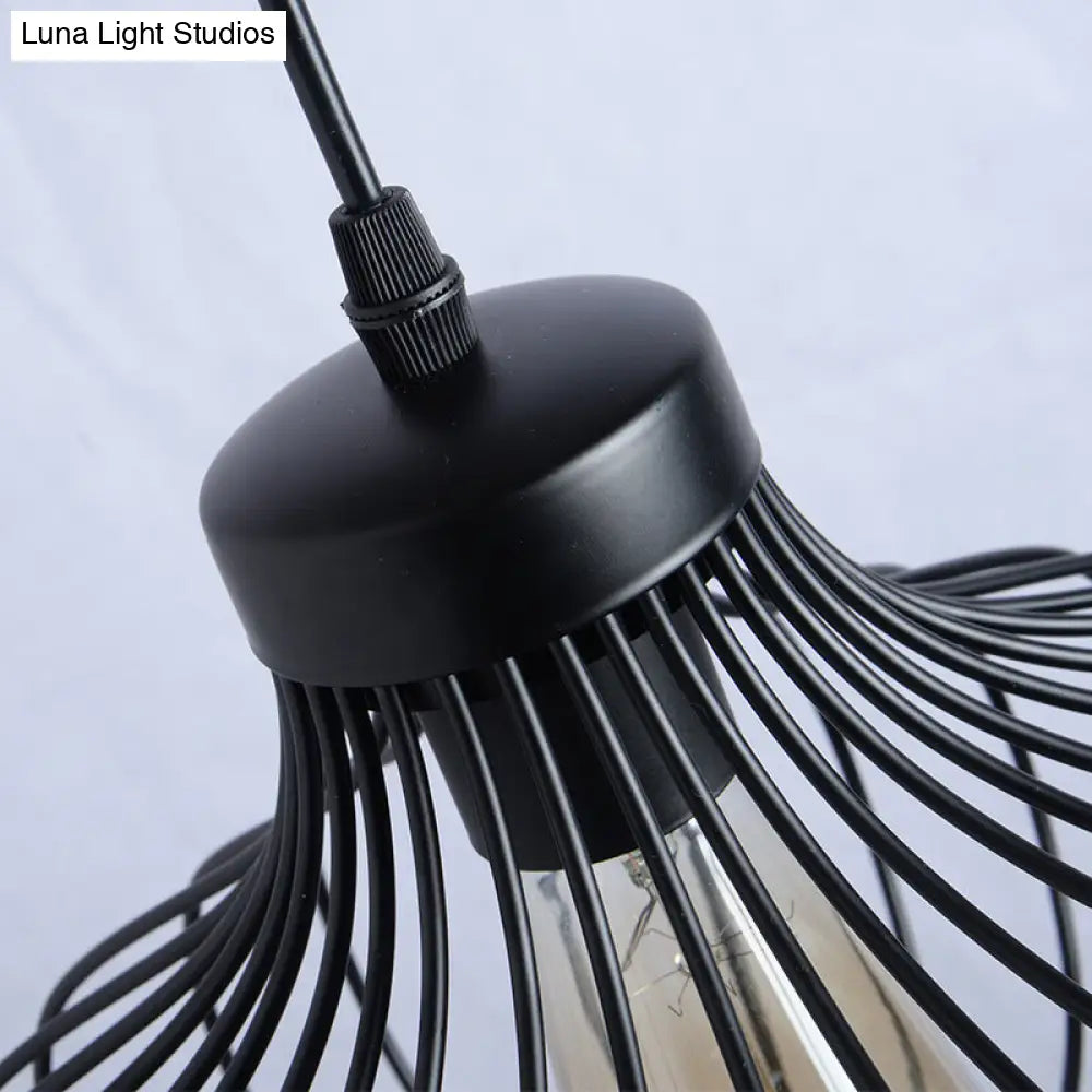 Retro Industrial Style Metal Pendant Ceiling Light - 1-Light Oval For Restaurants