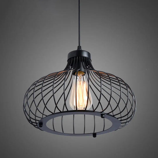 Retro Industrial Oval Pendant Lighting - Metal Ceiling Lights For Restaurants Black / 12’