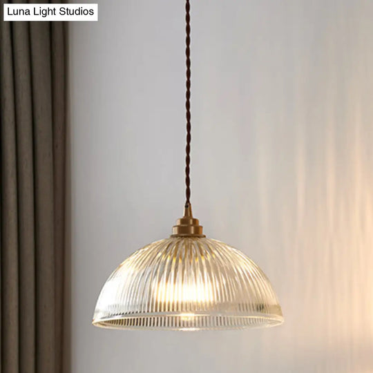 Industrial Retro Prismatic Glass Dome Pendant Light For Living Room