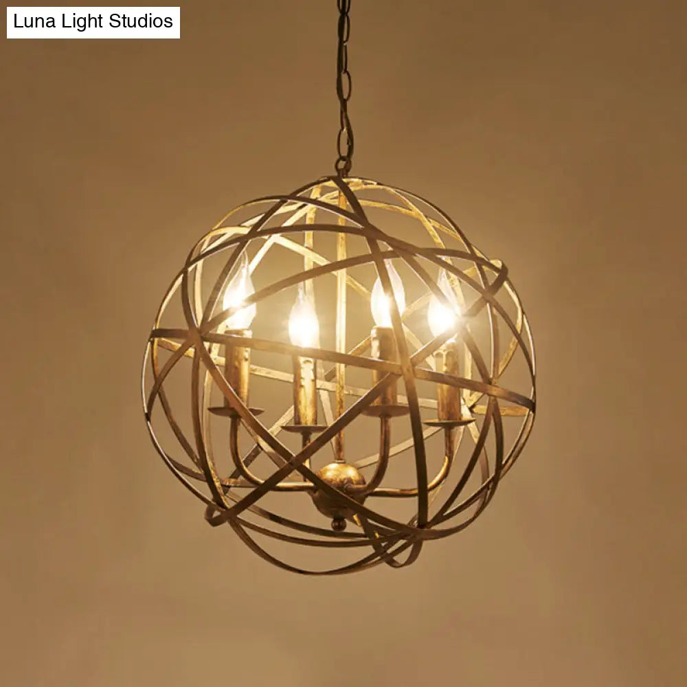 Retro Industrial 4-Light Cage Chandelier Pendant