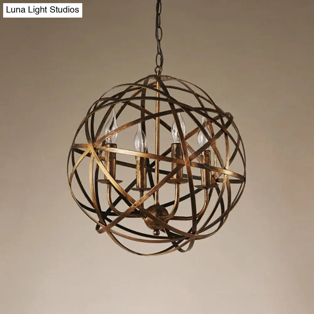 Retro Industrial 4-Light Cage Chandelier Pendant