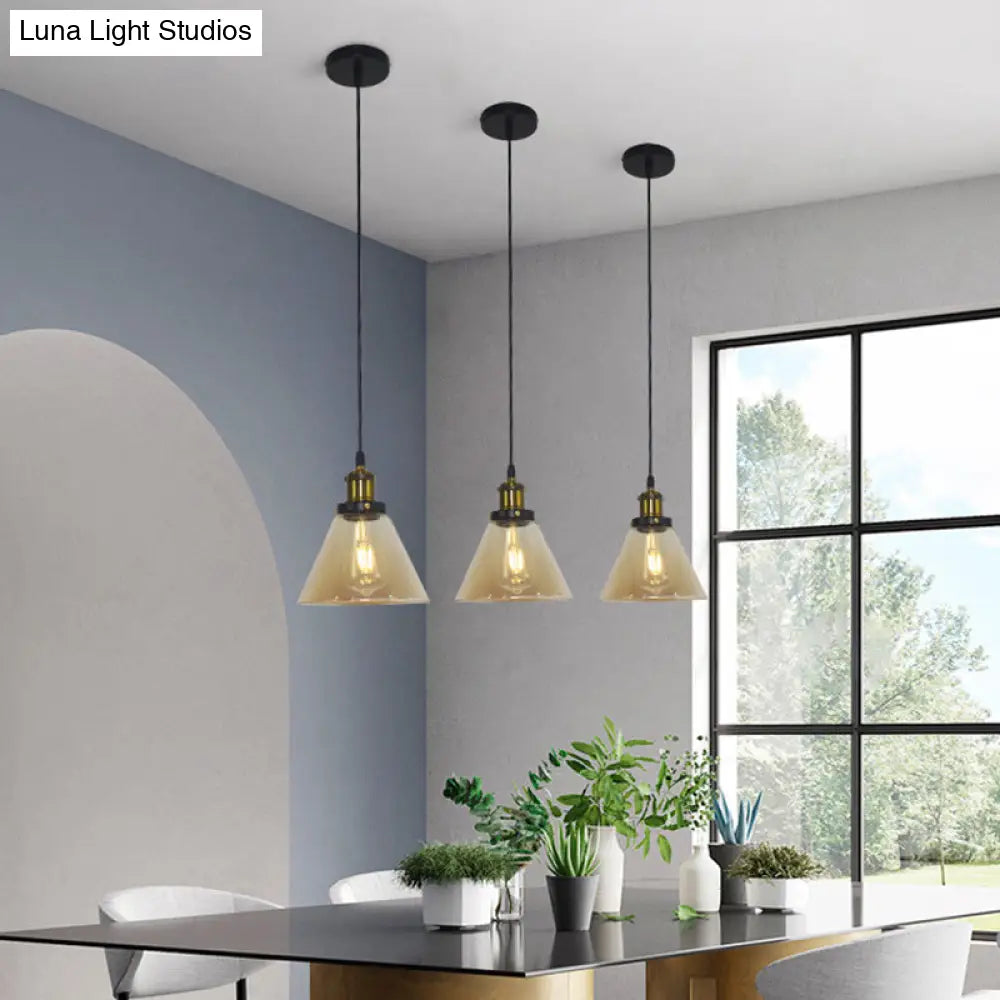 Retro Industrial Style Glass Ceiling Fixture - 1 Light For Restaurants