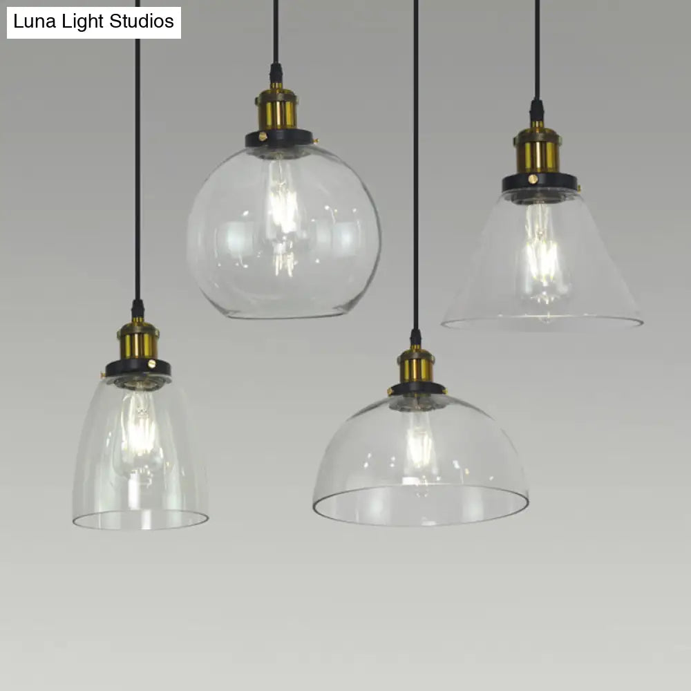 Retro Industrial Style Glass Ceiling Fixture - 1 Light For Restaurants