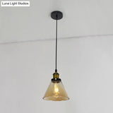 Retro Industrial Style Glass Ceiling Fixture - 1 Light For Restaurants