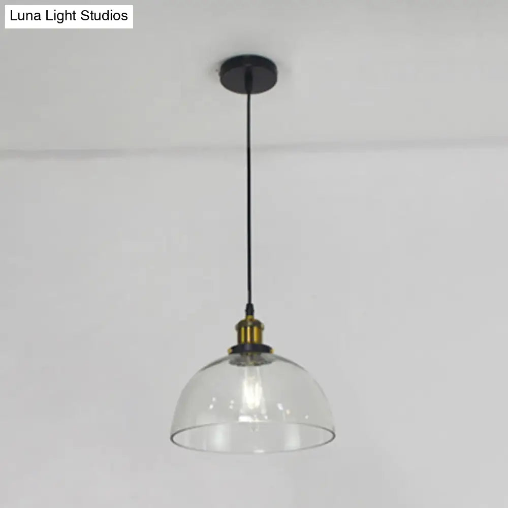 Retro Industrial Style Glass Ceiling Fixture - 1 Light For Restaurants