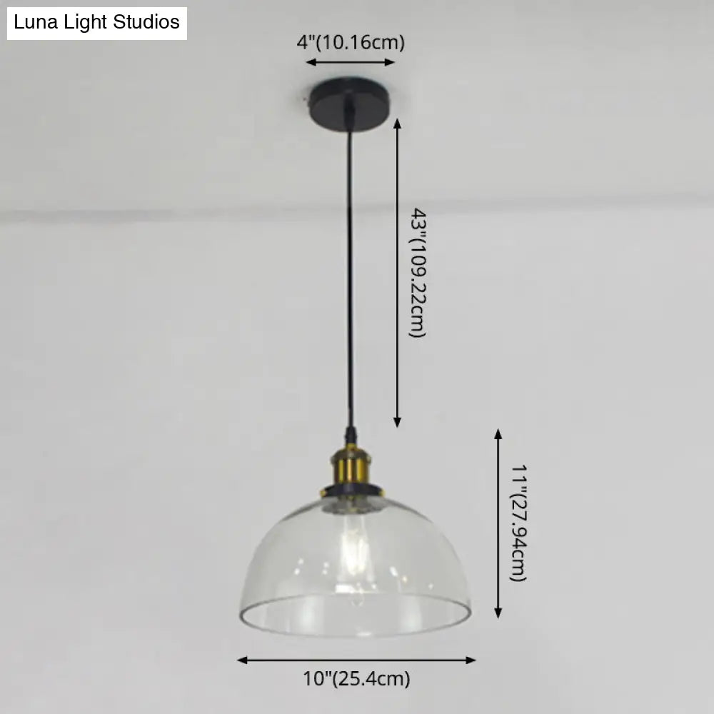 Retro Industrial Style Glass Ceiling Fixture - 1 Light For Restaurants