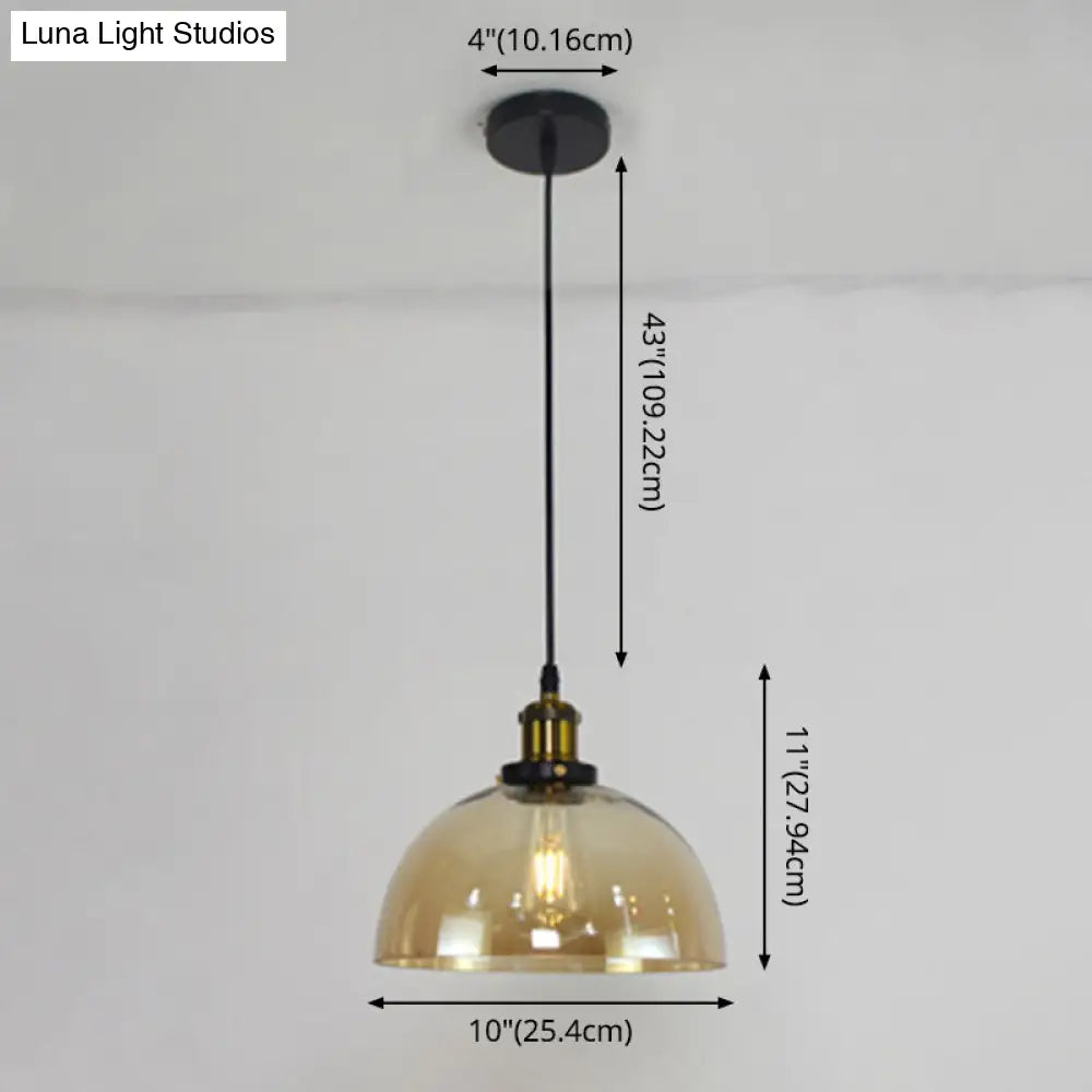 Retro Industrial Style Glass Ceiling Fixture - 1 Light For Restaurants