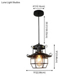 Retro Industrial Style Metal Pendant Light For Restaurants - 1-Light Lantern Ceiling