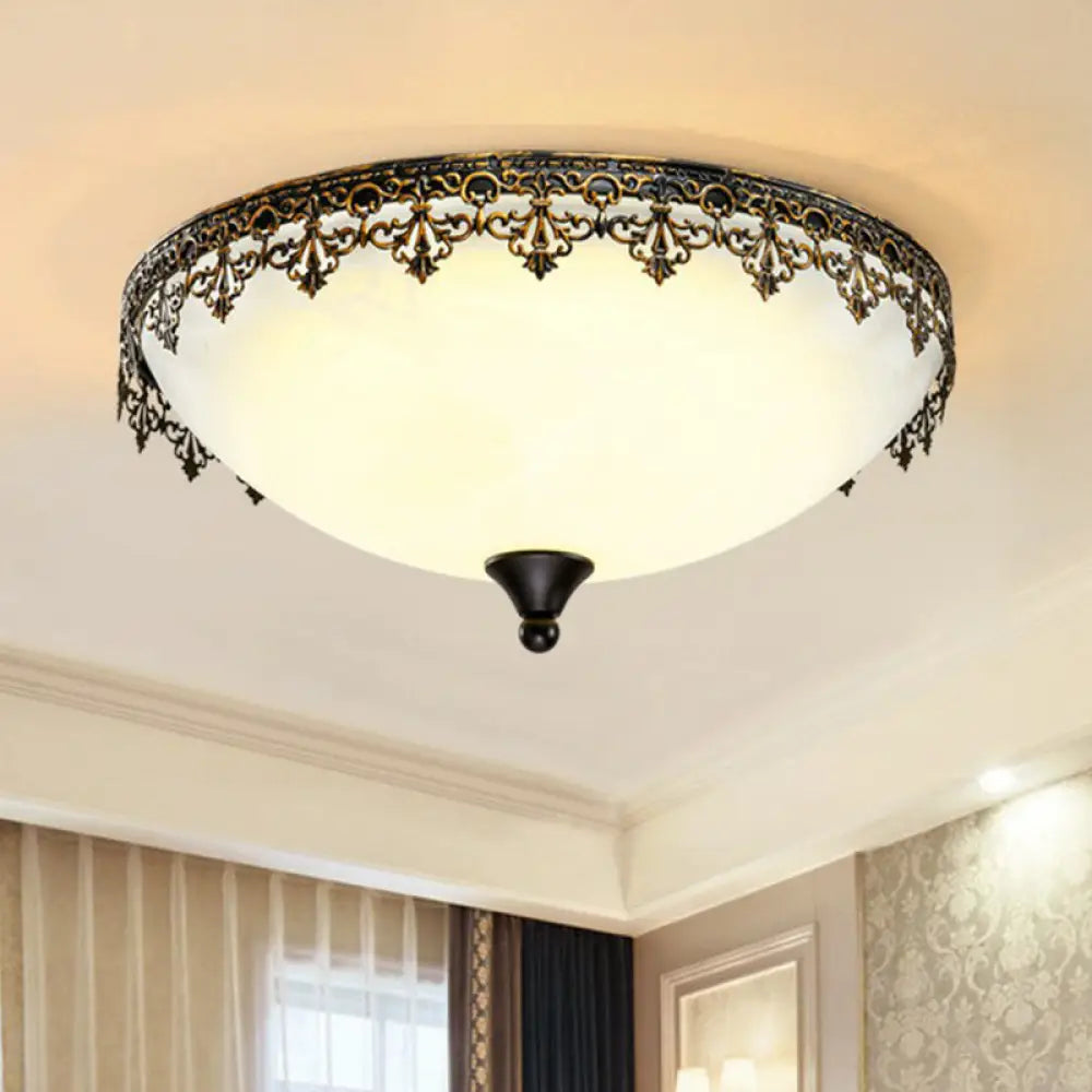 Retro Led Flush Mount Ceiling Light With Filigree Decor For Bedroom Or Coffee Shop / Small