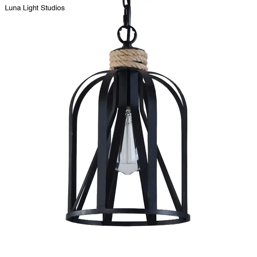 Retro Loft Pendant Light With Birdcage Shade And Metal Frame - Ideal For Restaurant Or Home
