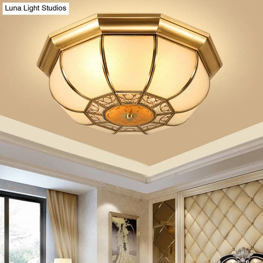 Retro Metal Brass Ceiling Mount Light Fixture - Oval Dining Room Flushmount 3/4/6 Heads