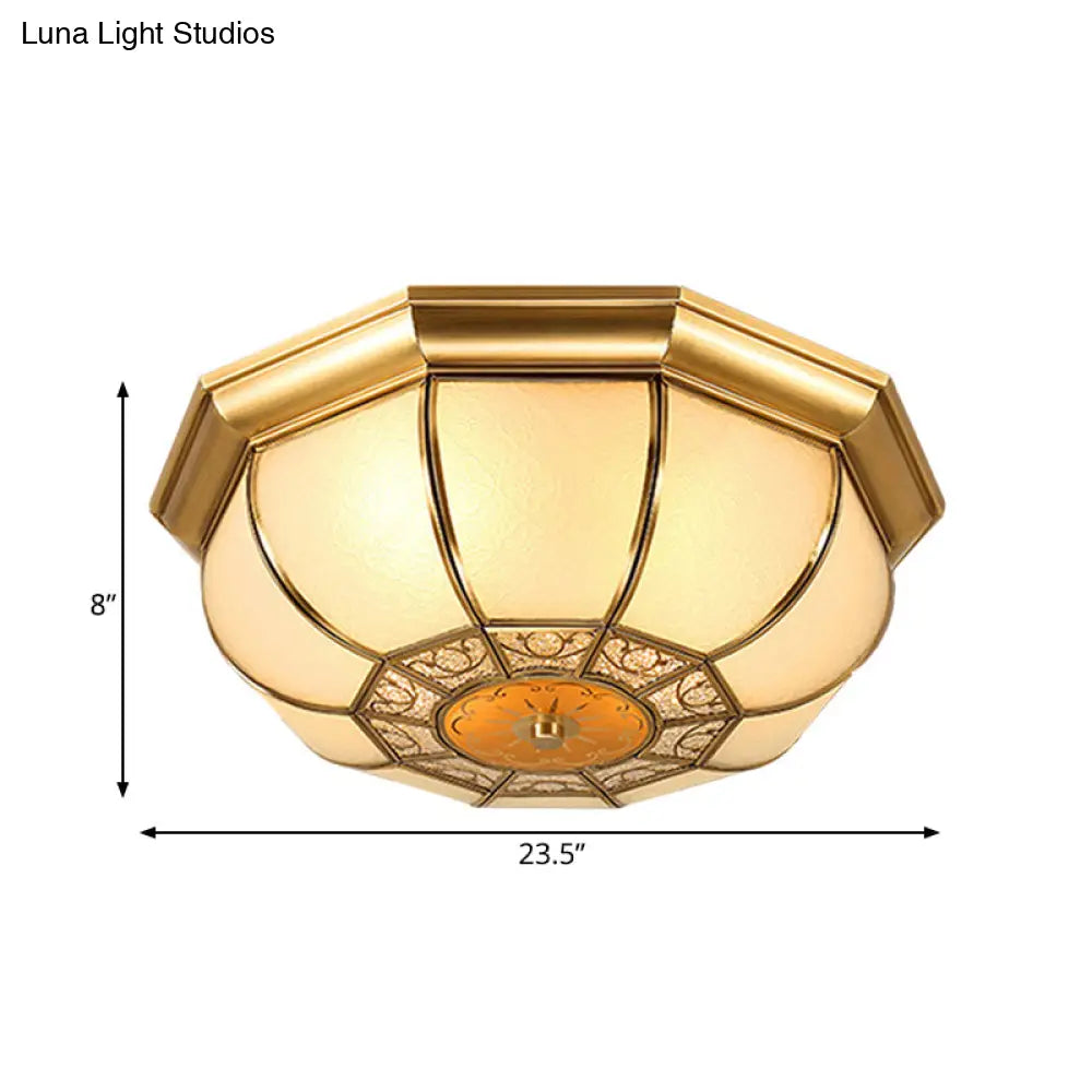 Retro Metal Brass Ceiling Mount Light Fixture - Oval Dining Room Flushmount 3/4/6 Heads 14/18/23.5