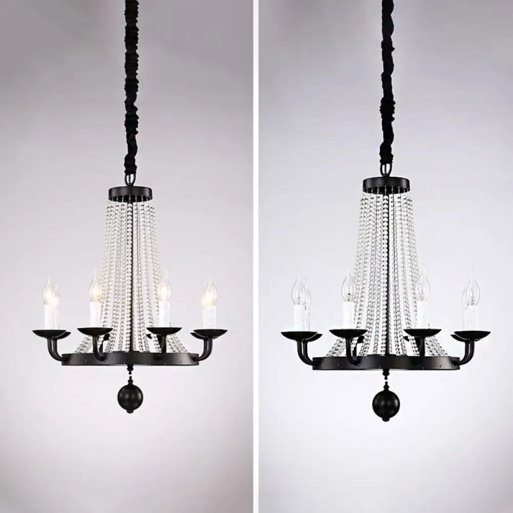 Retro Metal Chandelier Candelabra Ceiling Pendant Light With Crystal Strand - Elegant And Timeless 8