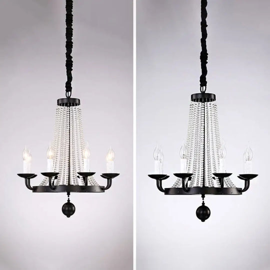 Retro Metal Chandelier Candelabra Ceiling Pendant Light With Crystal Strand - Elegant And Timeless 8