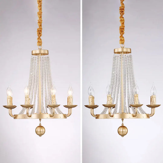 Retro Metal Chandelier Candelabra Ceiling Pendant Light With Crystal Strand - Elegant And Timeless 8