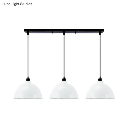 Retro Metal Dome Shade Pendant Light - Stylish 3-Light Kitchen Hanging Fixture In Black/White