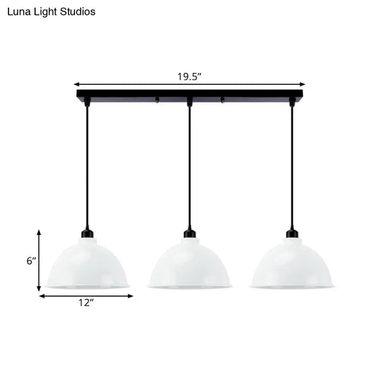 Retro Metal Dome Shade Pendant Light - Stylish 3-Light Kitchen Hanging Fixture In Black/White