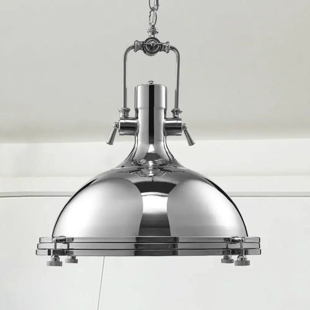 Retro Metal Head Pendant Lighting With Domed Shade - Stylish Dining Table Ceiling Light Fixture In