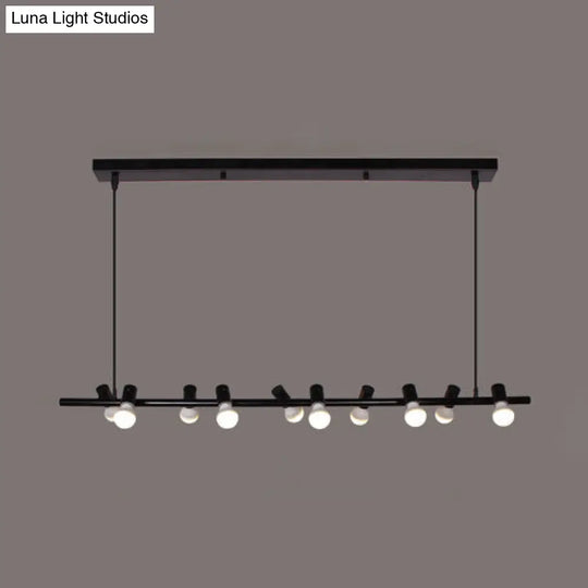 Retro Metal Island Lamp - Black Hanging Light With Bare Bulb Design 6/10 Heads For Dining Room In